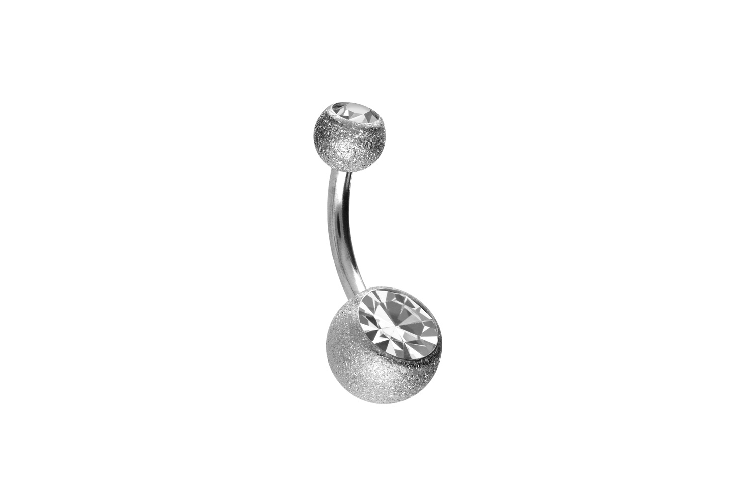 Chirurgenstahl Bananabell Piercing DIAMANTOPTIK + ZWEI KRISTALLE